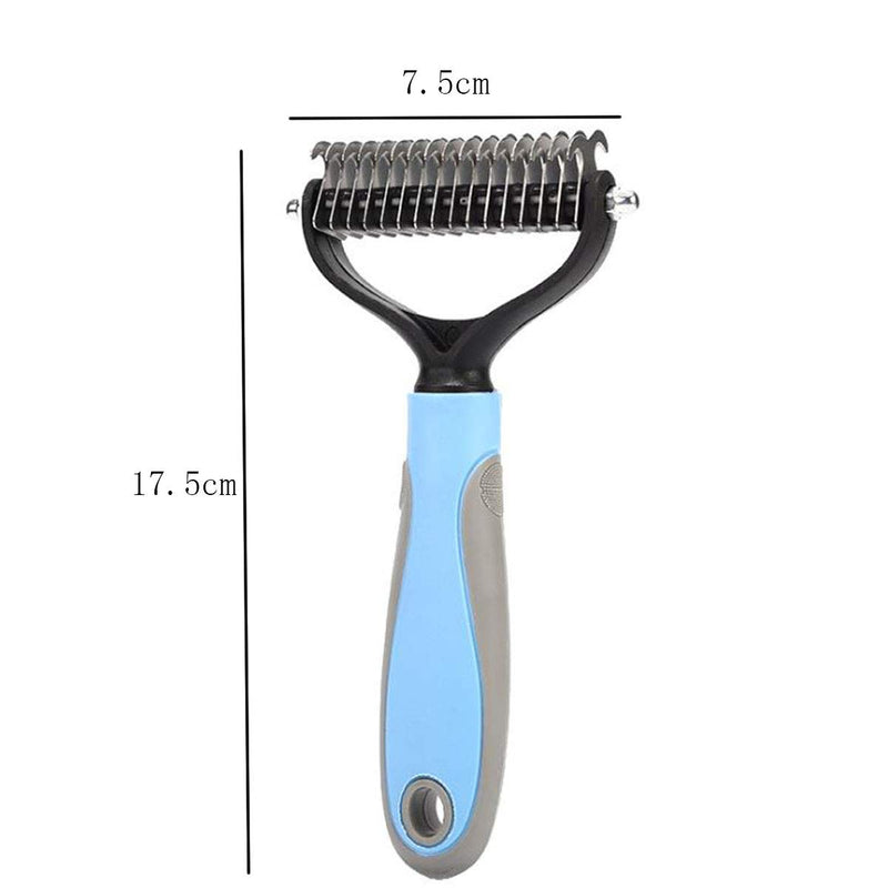 DBAILY Pet Dematting Comb, Pet Steel Comb Double-Side Blue Tool Grooming Rake For Dogs Cats Other Pets With Different Lengths of Hair - PawsPlanet Australia