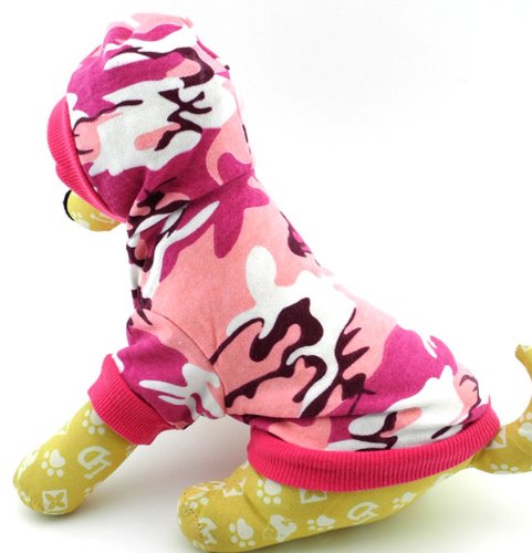 [Australia] - smalllee_lucky_store Camouflage Hooded Shirt for Small Dogs Medium Pink 