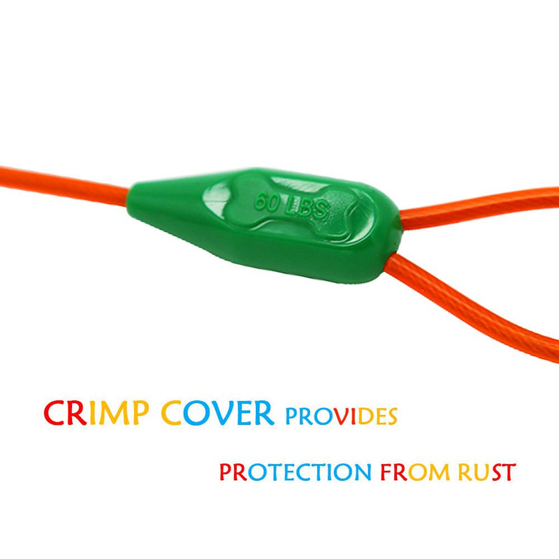 [Australia] - Petest Tie-Out Cable with Crimp Cover for Dogs Up to 35/60/90/125/250 Pounds, 15ft 25ft 30ft Length Available 60lbs15ft Darkgreen & Orange 