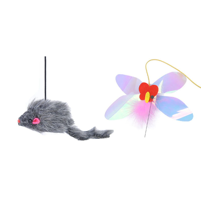 2 Pack Interactive Cat Feather Toys and Cat Dragonfly Toy, Retractable Cat Teaser Toy, Hanging Interactive Cat Toys for Indoor Cats Kitten Play Chase Exercise, for Hanging from Door, Window, Cat Cage - PawsPlanet Australia