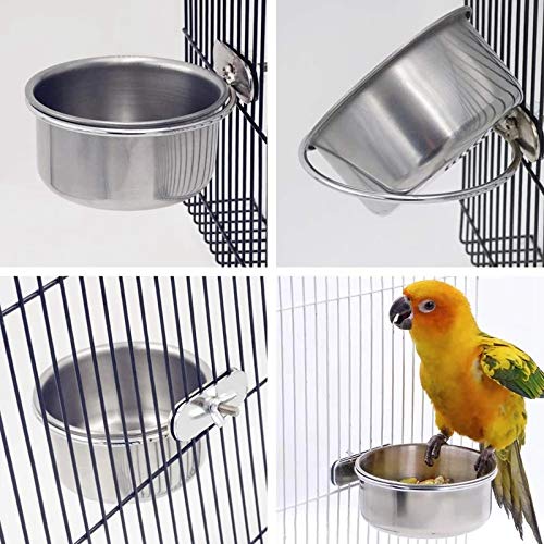 3 Pieces Bird Feeding Dish Cups Stainless Steel Parrot Feeding Cups Animal Cage Water Food Bowl Bird Cage Cups Holder with Clamp Holder for Bird Parrot Small Animal - PawsPlanet Australia