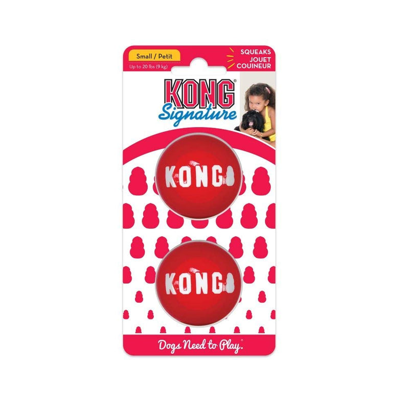 KONG Signature Balls 2-pk Sm, S, Red - PawsPlanet Australia