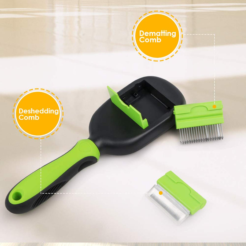 [Australia] - AriTan Updated Pet Brush 5 in 1, Dog and Cat Shedding Grooming Tools Suitable for Long or Short Hair Removes Undercoat, Dander, Dirt, Massages, Improves Circulation, Best Gift 