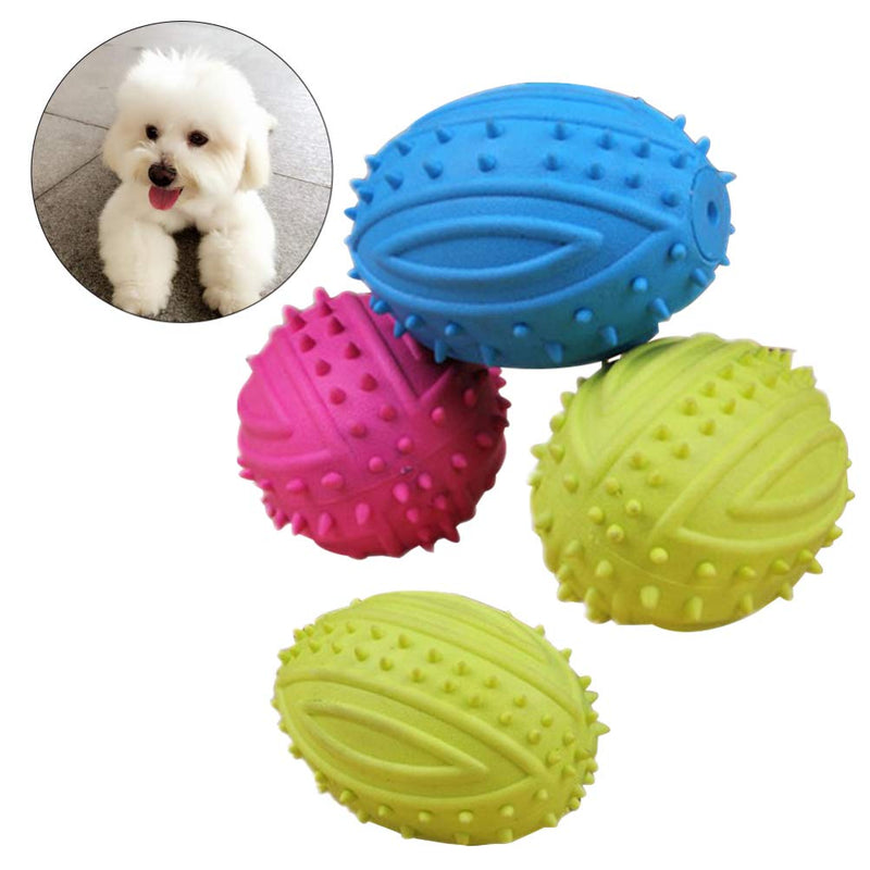 UEETEK 4 Pcs Pet Dog Ball Fetch Ball Chew Toys,Rubber Rugby Ball Football For Small Dogs - PawsPlanet Australia