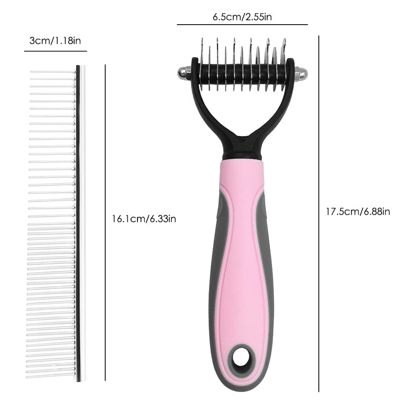 maxin 1 x 2 Sided Pet Undercoat Rake and 1 x Comb for Dogs, Cats, Rabbits, Long Haired Pets and Knots and Detangling Comb for Pet Grooming - PawsPlanet Australia