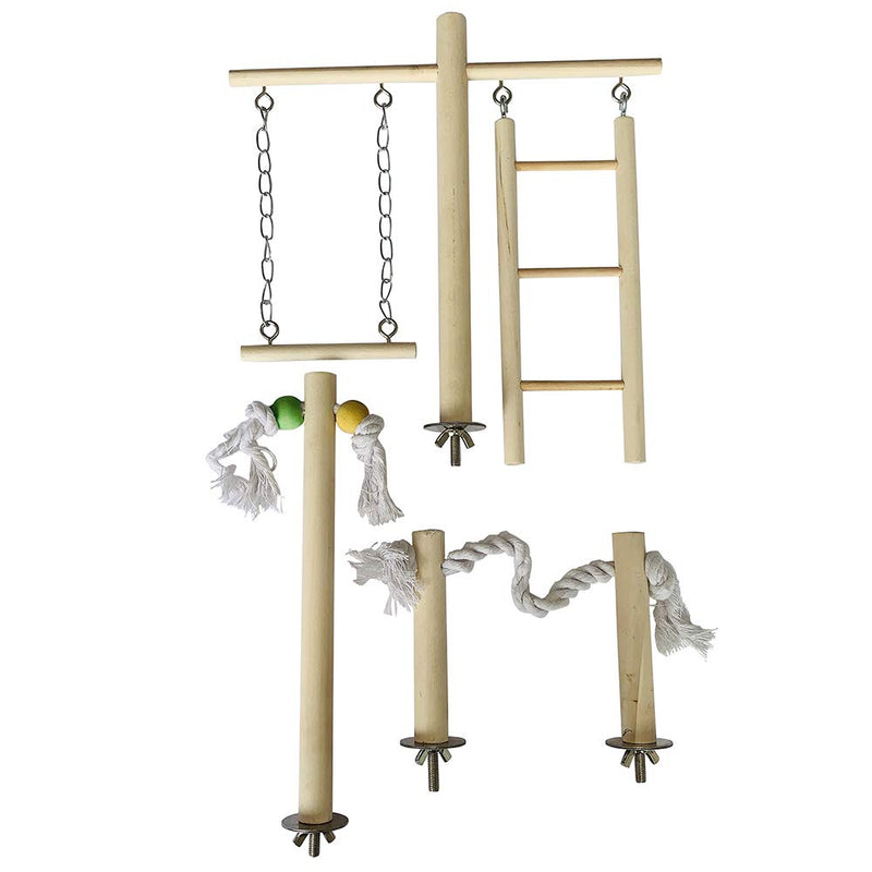 [Australia] - PINVNBY Parrot Climbing Ladder Swing Toy Natural Wood Bird Cage Play Gyms Playground Stand Rope Perch for Parakeet Cockatiel Conure Love Birds Finch African Grey Macaw Amazon Budgies 