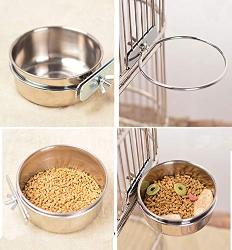 Old Tjikko Pet Feeder Water,10oz 20oz 30oz Bird Hamster Small Animal Cup with Holder,Stainless Steel Cage Coop Hook Cup for Small Animal Cage Bowl 1pc-20oz Stainless Steel Bowl - PawsPlanet Australia