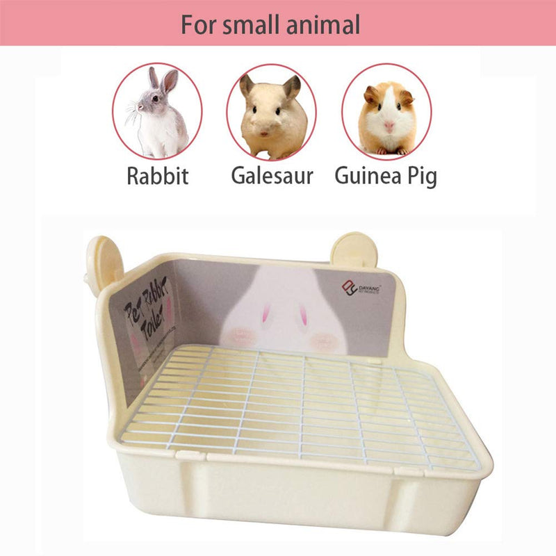 OFLAO Rabbit Litter Box, Corner Litter Bedding Box, Pet Toilet for Small Animals, Rabbit, Guinea Pig, Chinchilla, Ferret, Galesaur, 11.02 Inches Ivory - PawsPlanet Australia