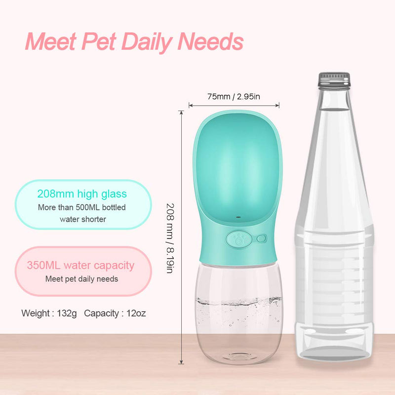 QQPETS Dog Water Bottle for Walking, Dispenser Pet Portable Dogs Cats 12OZ Travel Drink Bottle Bowls BPA Freee,Leak Proof,Food Grade Plastic Dream Blue - PawsPlanet Australia