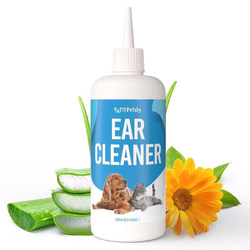 Petsly Protective Ear Cleaner Dog Care - Natural Ear Cleaner for Dogs with Nourishing Aloe Vera, Effective as a Dog Ear Cleaner Spray - or for Cats Ears, Dog Ear Care [250ml] - PawsPlanet Australia