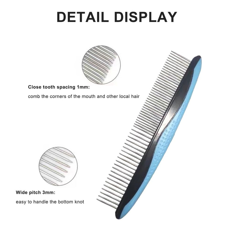 2-piece pet comb, portable cat dog flea comb, professional flea comb for removing fleas, stainless steel pet care combs, lice comb dust comb for cats and dogs (blue). - PawsPlanet Australia