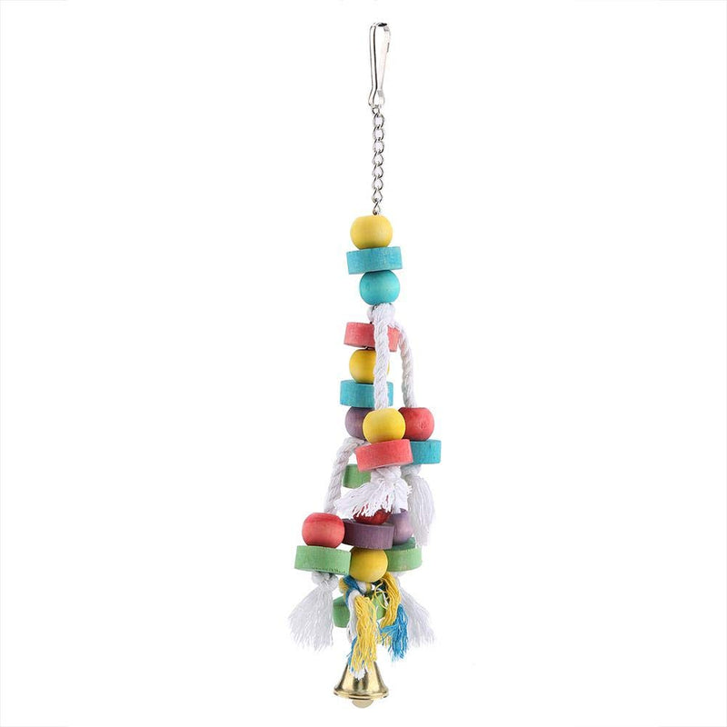 HEEPDD Parrot Chew Toy, Colorful Natural Wooden Hanging Bite Toys with Bell Cage Play Toy Supplies for Macaw African Grey Amazon Cockatoo Budgies Parakeet Cockatiel Lovebird - PawsPlanet Australia