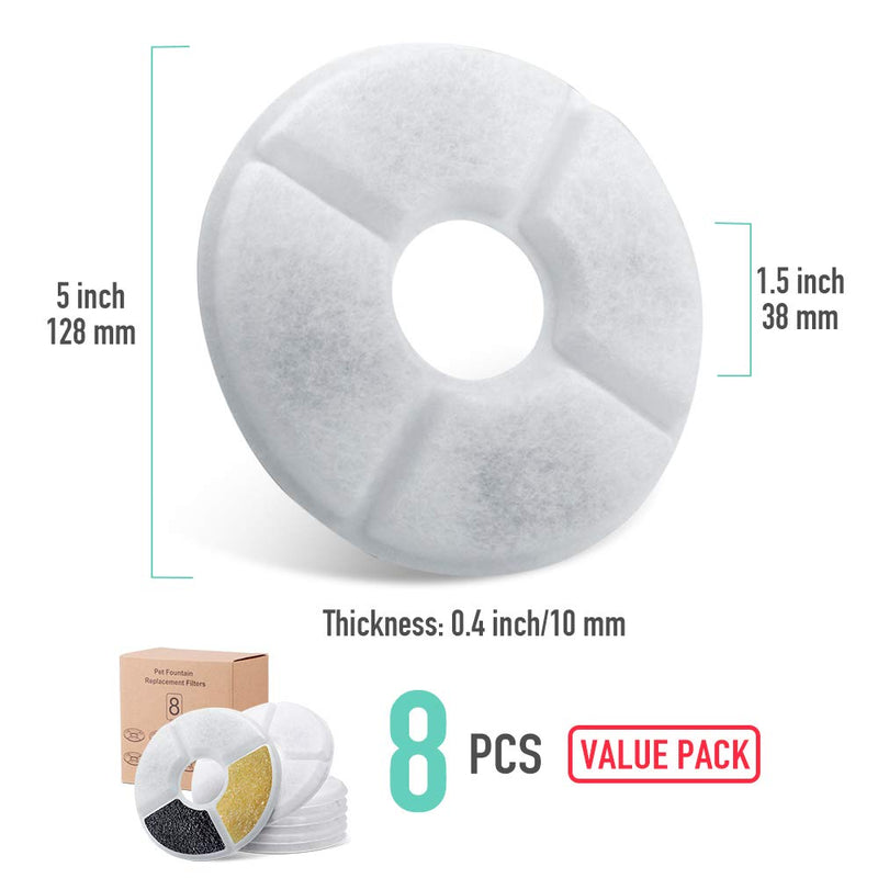 NOVEMBER SPRING 8 Packs Filters for Cat Water Fountains, Pet Fountain Replacement Filters with Resin and Active Carbon for Automatic Flower Water Dispenser Drinking Fountain - PawsPlanet Australia