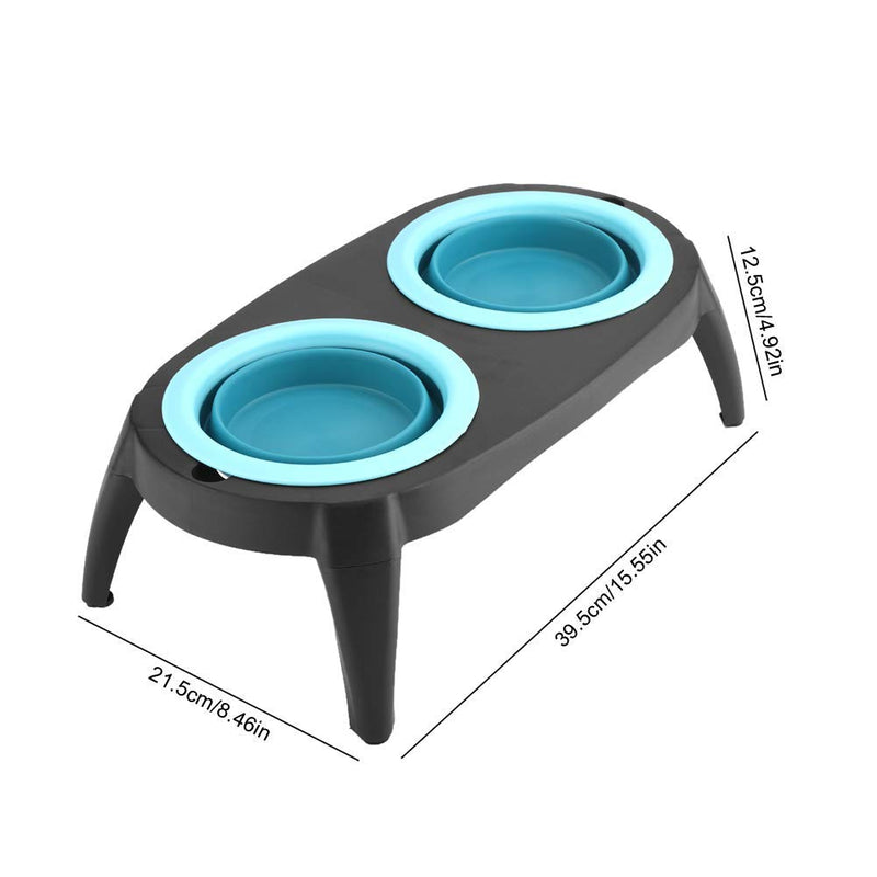 ADEPTNA Collapsible Pet Feeding Bowl Set with Foldable Tray- Easy to Clean and Anti-Slip Stand Great for Traveling Hiking Camping Home Indoor Outdoor (BLUE) BLUE - PawsPlanet Australia