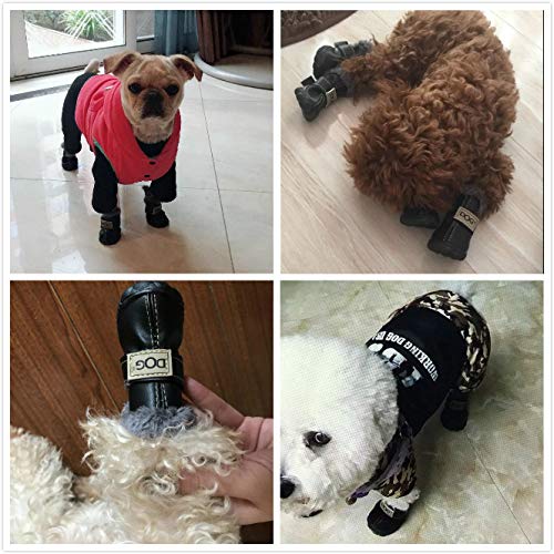 [Australia] - PIHAPPY Warm Winter Little Pet Dog Boots Skidproof Soft Snowman Anti-Slip Sole Paw Protectors Small Puppy Shoes 4PCS XS Black 