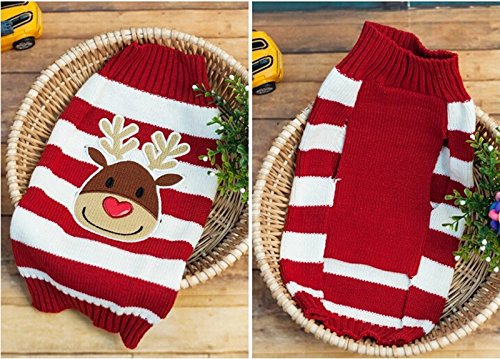 [Australia] - Moorfowl Cute Reindeer Pet Dog Christmas Knitted Sweater Puppy Cat Winter Sweatshirt Clothes Warm Knitwear Hoodies 2XL(Chest27.95",Back23.62") 