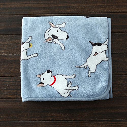 [Australia] - Creation Core Adorable Cartoon Pet Blanket Super Soft Fleece Cat Dog Blanket Mat 29.9" x 37.8", Bull Terrier Blue 