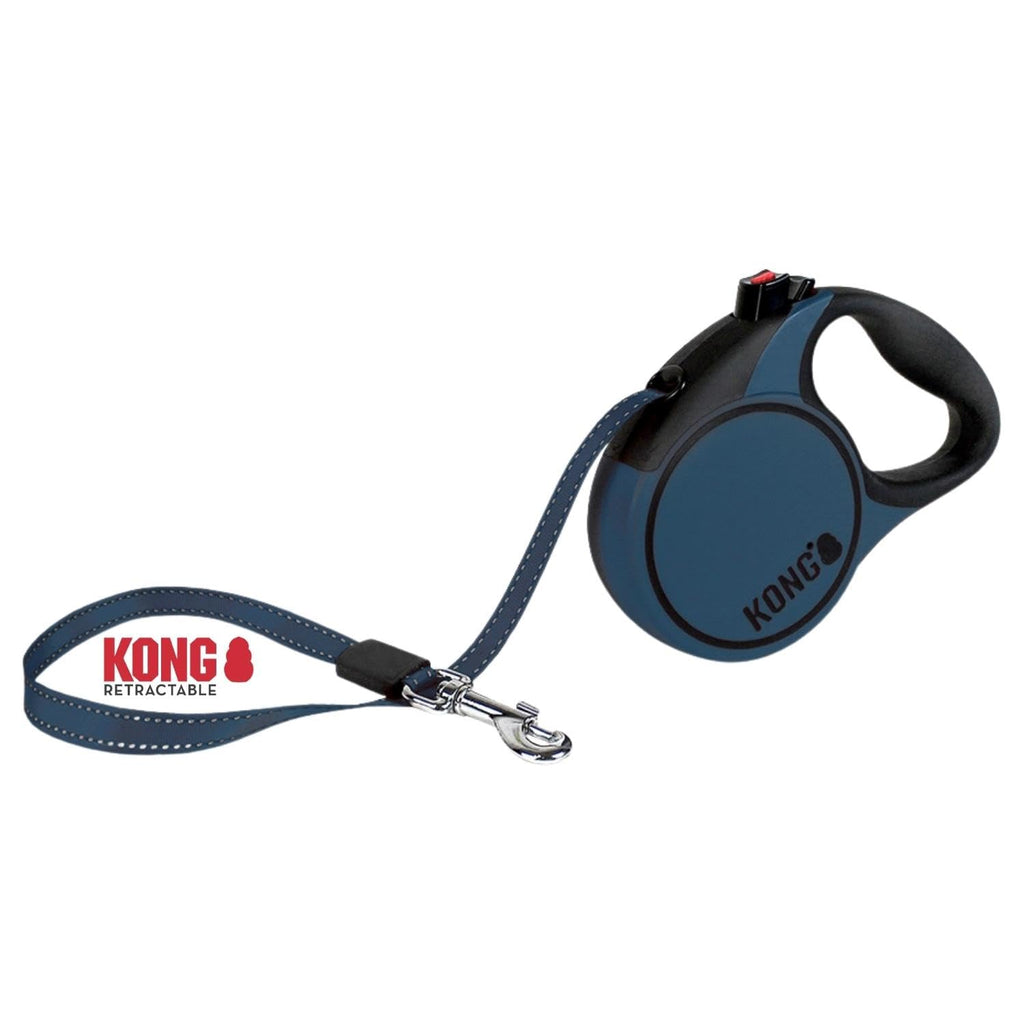 Kong roll-out dog leash in 3m length I For very small dogs up to 12kg I Size XS I High-quality retractable leash with Break & Lock system in blue I Comfortable leash with soft grip & reflective strap X-Small Blue - PawsPlanet Australia