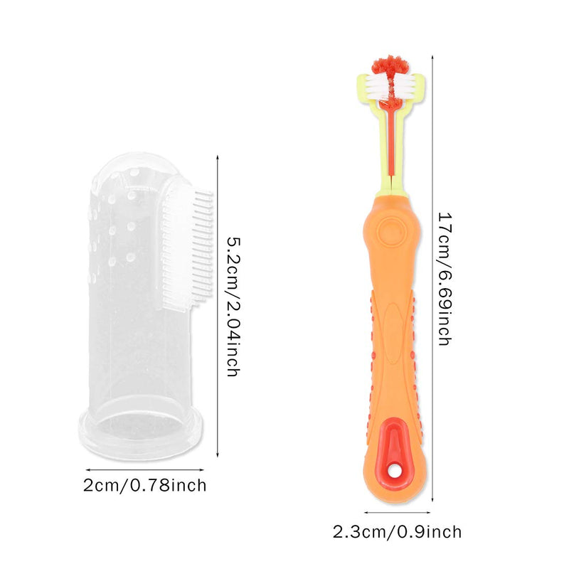 Wudong Pet Toothbrush Set,Soft Dual&Triple Headed Toothbrush and Silicone Finger Toothbrush for Dogs Cats Dental Care - PawsPlanet Australia