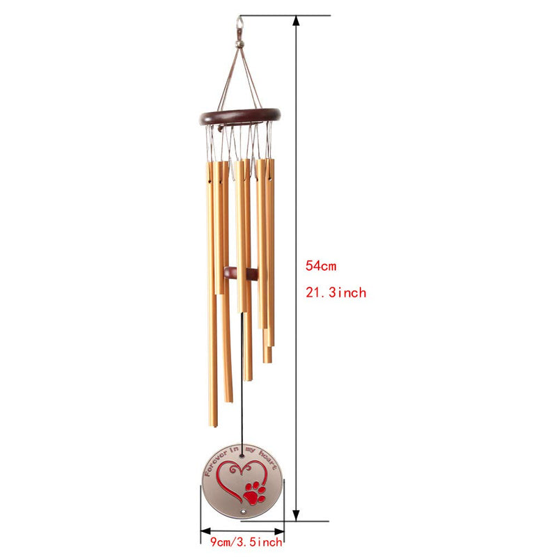 Meiyaa Pet Memorial Wind Chime with 8 Aluminum Alloy Tubes and Commemorative Pendant Perfect Pet Memorial Gift to Honor and Remember Your Dog，Cat or other Pet (Gold) Gold - PawsPlanet Australia