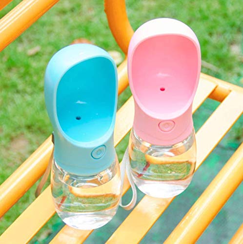 Fiyuer portable dog water bottle for travel, 2 pcs pet outdoor drinking cup water dispenser for Dog Cat Pet Outdoor Walking Travelling Drinking-350ml (Blue Pink) - PawsPlanet Australia