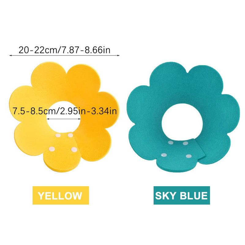 Cdemiy Protective Collar Cat Neck Brace, 2 Pieces Pet Neck Brace Anti-lick, Adjustable Soft Collar, Cat Collar for Protective Collar Recovery from Wound (M, Yellow and Blue) - PawsPlanet Australia