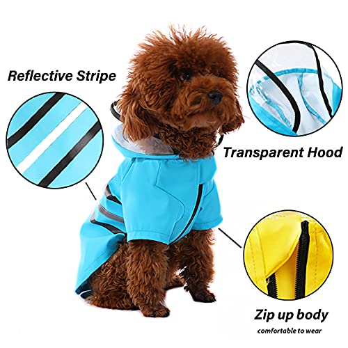 Wizland Dog Raincoat Dog Rain Jacket with Hood Lightweight Waterproof Jacket X-Small to XX-Large Dogs and Puppies Blue - PawsPlanet Australia