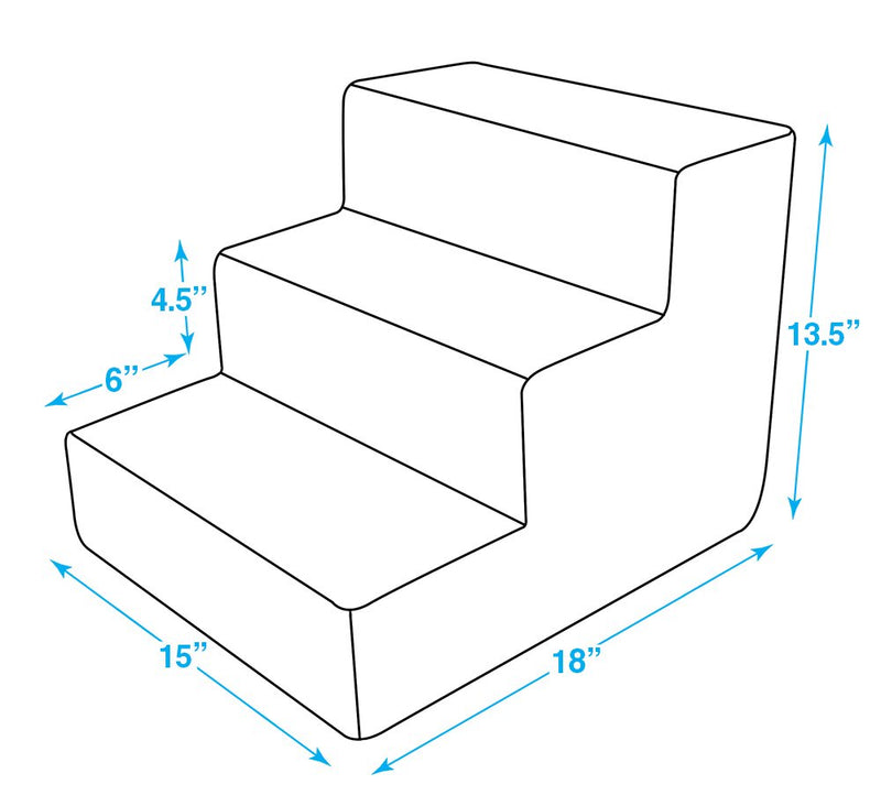 Best Pet Supplies USA Made Pet Steps and Stairs with CertiPUR-US Certified Foam for Dogs and Cats 3-Step (H: 13.5") Brown Lattice Print - PawsPlanet Australia