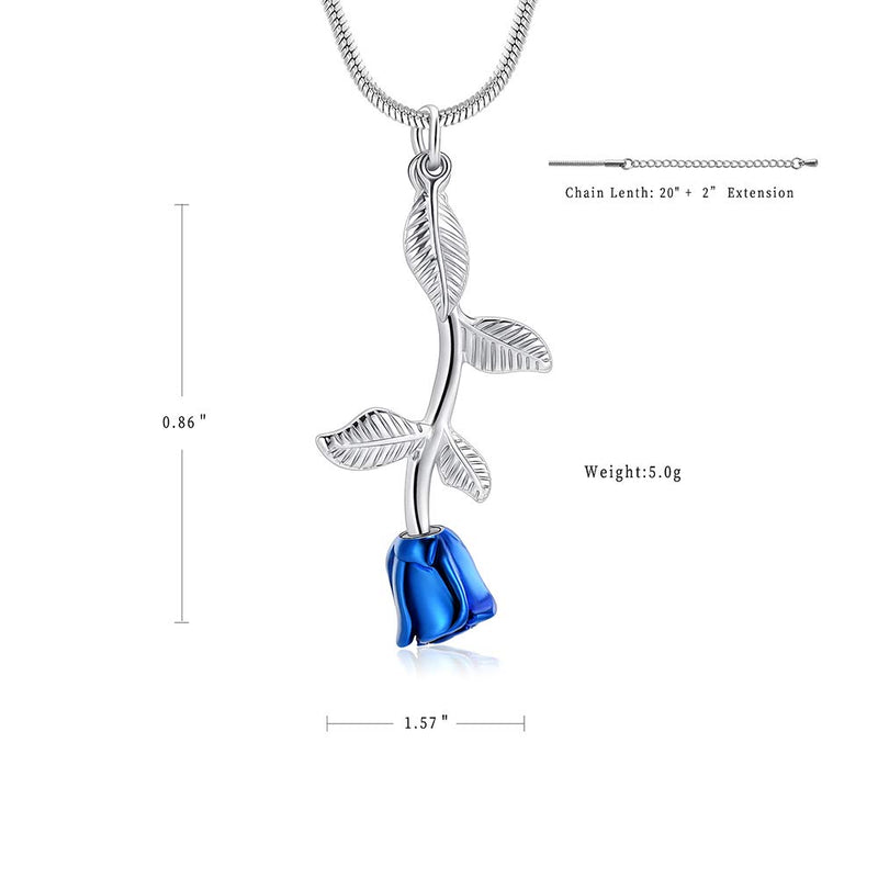 [Australia] - Rose Flower Cremation Jewelry Urn Necklaces for Ashes, Cremation Ash Jewelry Memorial Pendants for Human Pets Ashes Blue 