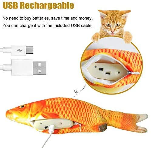 [Australia] - 3 Pack Electric Moving Fish Cat Toys, Realistic Flopping Simulation Fish, Wiggle Fish Catnip Kicker Toys, Motion Kitten Toy, Plush Fun Interactive Pets Pillow Chew Bite Kick Supplies for Cat Exercise 