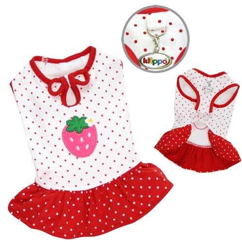 [Australia] - Klippo Pet Adorable and Lightweight Dog Dress with Polka Dots and a Strawberry Patch Sizes: Medium 