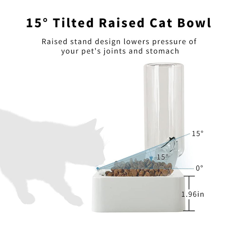 Marchul Transparent Cat Puppy Bowl, Cat Gravity Water Bowl, Tilted Raised Cat Food Bowls A-Double Bowls Mat - PawsPlanet Australia