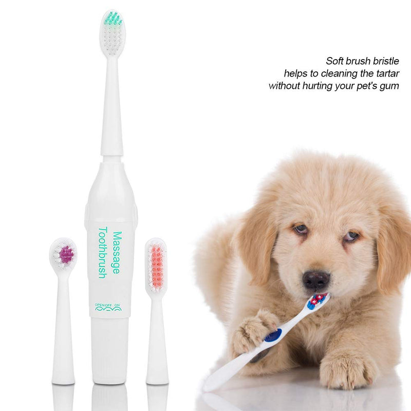 Oumefar Triple Dog Pet Finger Toothbrush Set Dog Pet Toothbrush Pet Dog Electric Toothbrush Kissable Electric Cleaning Soft Massage Finge for Dogs Cats Green - PawsPlanet Australia