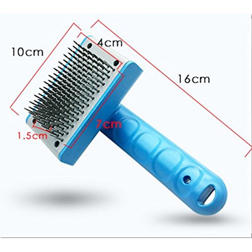 Itian® Stainless Steel Cat Dog Grooming Brush Pet Self Cleaning Slicker Brush Pet Deshedding Tools Painless Safety Hair Matting Removal (Blue) - PawsPlanet Australia