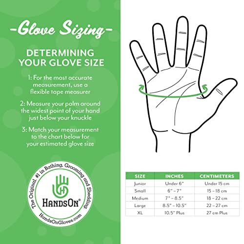 Handson Pet Grooming Gloves - #1 Ranked, Award Winning Shedding, Bathing, Hair Remover Gloves for Cats, Dogs, and Horses (Mono-Green, Small) S Mono-Green - PawsPlanet Australia