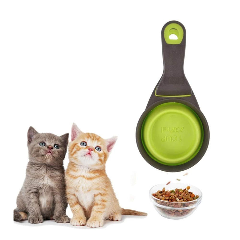 Ceasyde Multi-use Pet Food Scoop, 3 in 1 Collapsible Silicone Measuring Cup and Bag Sealing Clip for Dog Cat Storage Food Water Snack Travel Bowl - PawsPlanet Australia