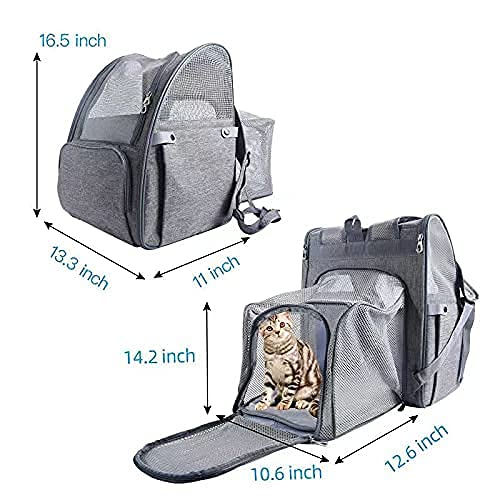 LAYJENSE Pet Carrier Backpack, Dog Carrier Backpack, Expandable with Breathable Mesh for Small Dogs Cats, Pet Backpack Bag for Travel, Hiking, Walking & Outdoor Use, Hold Pets Up to 18 Lbs Grey-1 - PawsPlanet Australia