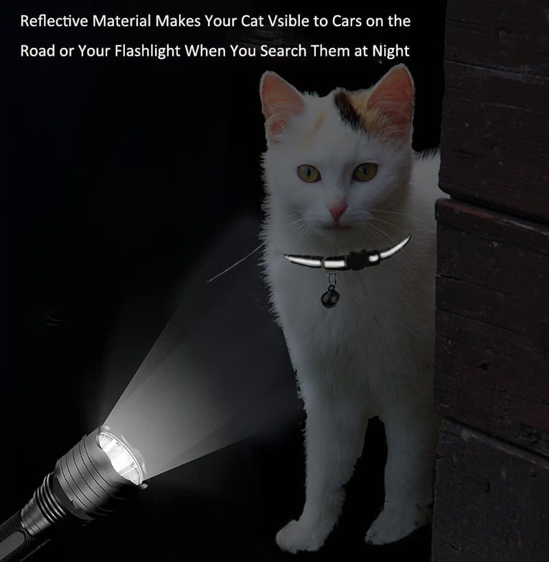 Hepplly 2-Pack Cat Collars Quick Release Reflective Kitten Collar with Bell (Black) Black - PawsPlanet Australia