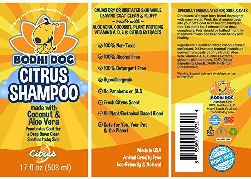 [Australia] - New Refreshing Orange Citrus Dog Shampoo | Coconut and Aloe Vera | All Natural Soothing & Moisturizing Pet Dog Puppy and Cat Wash - Made in USA - 1 Bottle 17oz (503ml) 