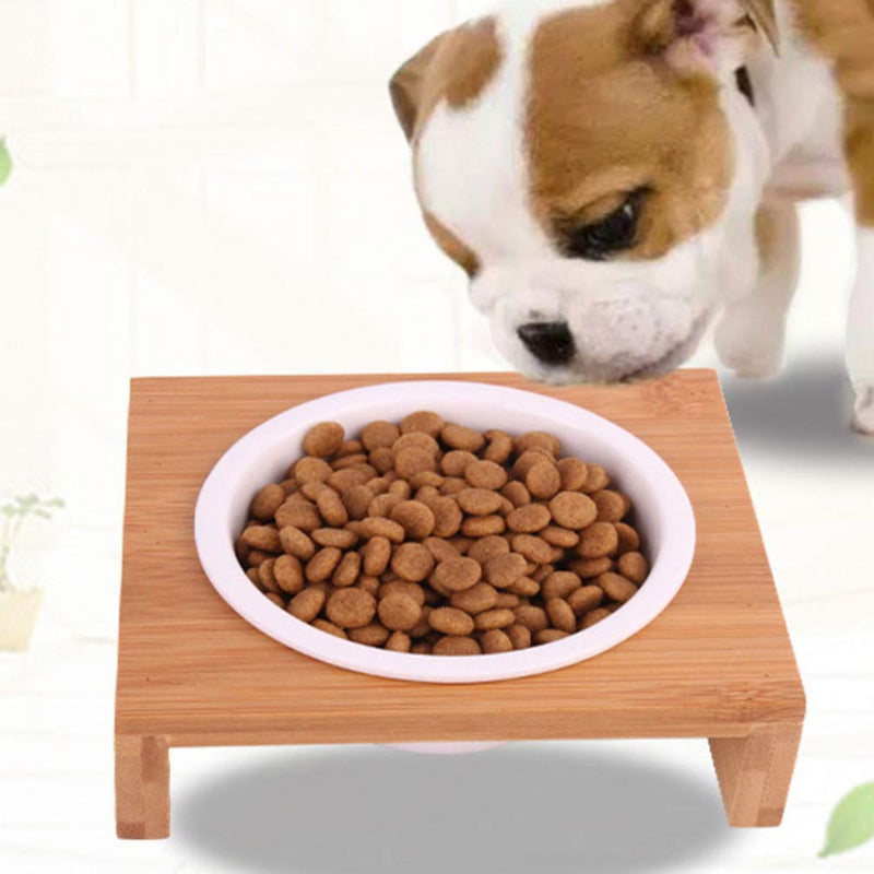 Balacoo Elevated Pet Ceramic Bowl with Bamboo Stand Raised Pet Feeder for Cats and Dogs 1 Bowl - PawsPlanet Australia