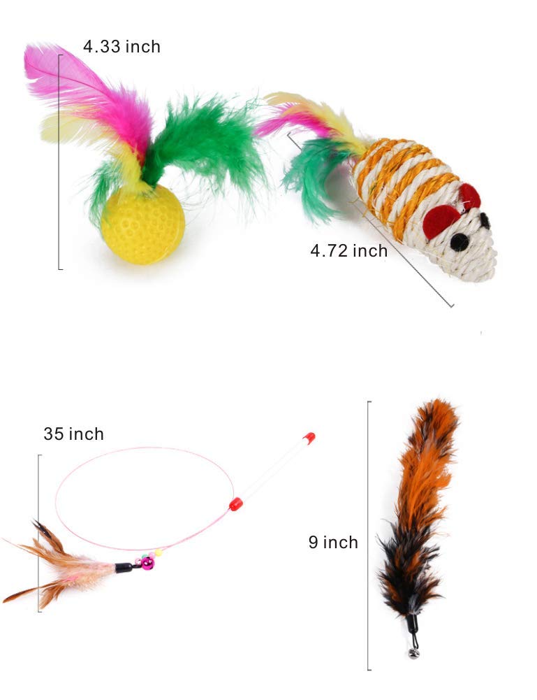 [Australia] - PoPoint 26 pcs Cat Toys Kitten Toys Assortments，Cotton mice Cat Wand Rainbow Ball Bell Ball Crinkle Ball Feather for Cat Puppy Kitten 