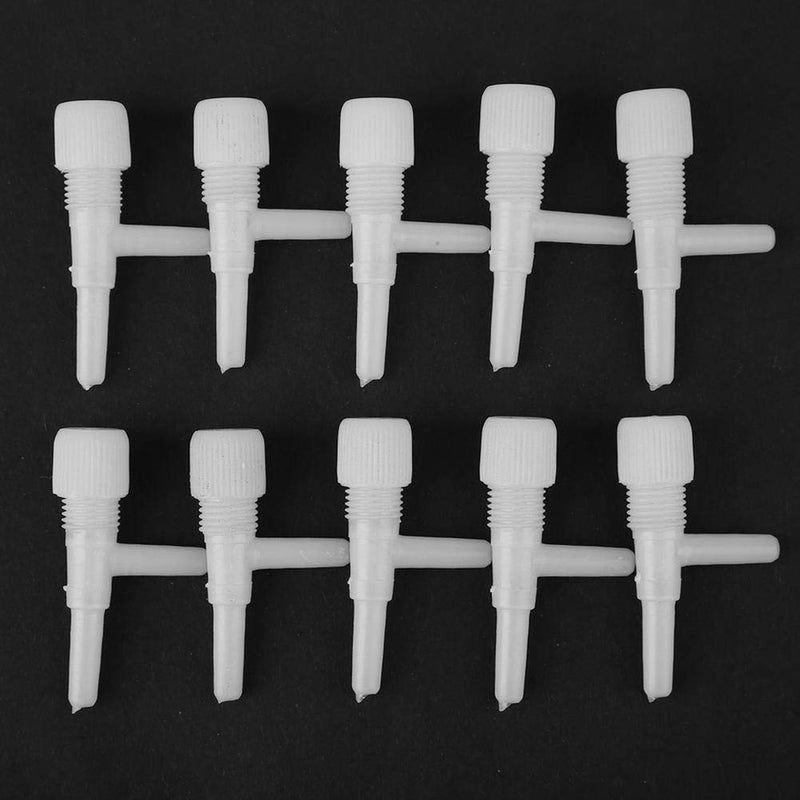 [Australia] - 10Pcs Plastic Aquarium Airflow Control Valve Fish Tank 3 Way Air Flow Pump Control Regulator Valves Air Pump Accessories White 