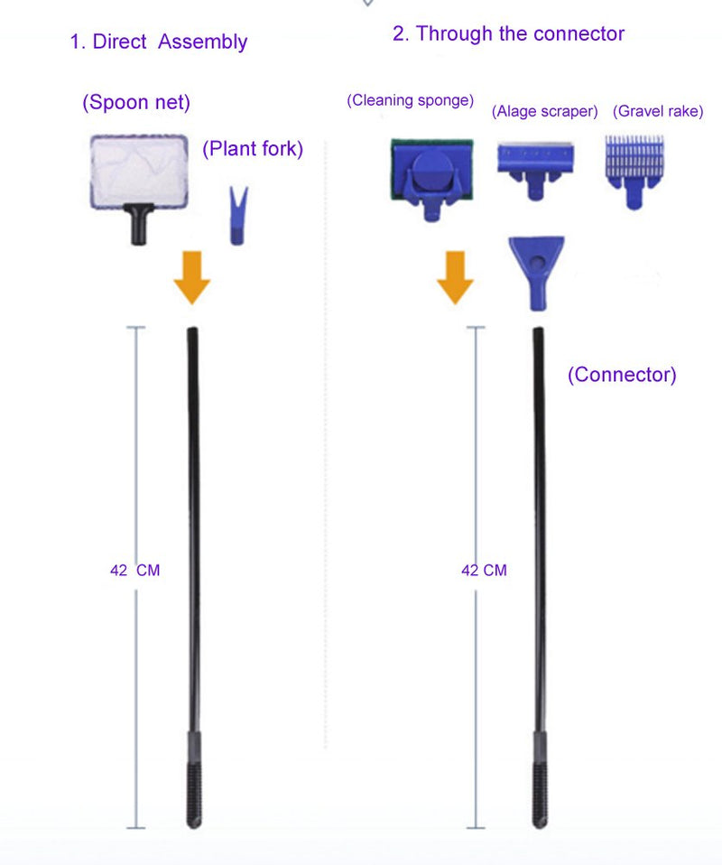 GreenJoy Aquarium Fish Tank Cleaning Kit Tools Algae Scrapers Set 5 in 1 & Fish Tank Gravel Cleaner - Siphon Vacuum for Water Changing and Sand Cleaner (Cleaner Set) - PawsPlanet Australia