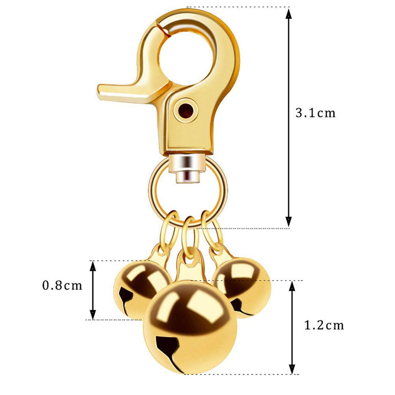 alful Pet Collar Bell, 8 Pcs Dog Cat Loud Charm Triple Bells with Key Ring for Potty Training, Decoration gold - PawsPlanet Australia