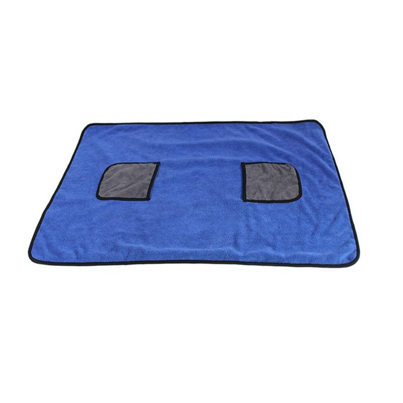 [Australia] - Delifur Dog Bathrobe Microfiber Absorbing Water Bath Towel Dog Drying Towel Robe with Pocket for Large Dogs Blue 