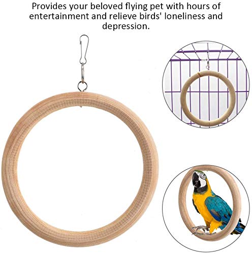 Bird Perch, Natural Wooden Ring Parrots Swings Chewing Toy Hanging Stand Paw Grinding Ladder for Pet Parakeet Cockatoo Canary Finch Dove - PawsPlanet Australia