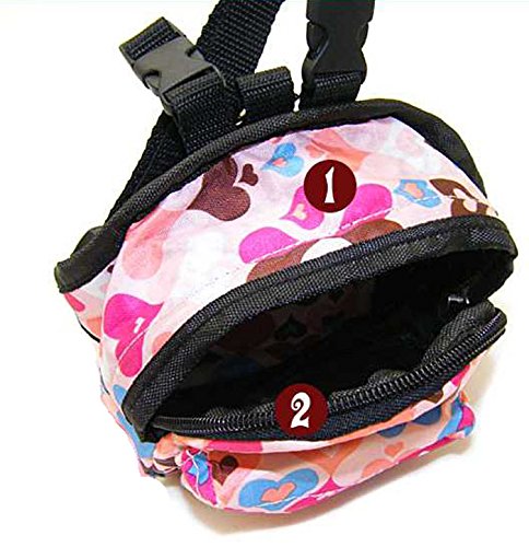 [Australia] - O&C Puppy Dog Backpack,Saddle Bags,Back Pack with Training Lead Leash S(12x14cm) Pink peach heart 