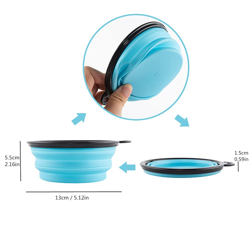 Ceasyde 2 Pack Collapsible Dog Bowls, Portable Travel Dog Food Water Silicone Bowl for Puppy Cat Small & Medium Pet - 380ML - PawsPlanet Australia