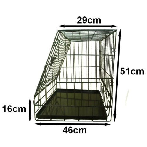Ellie-Bo Sloping Puppy Cage Small 24 inch Black Folding Dog Crate with Non-Chew Metal Tray With Slanted Front For Car STYLE 1 - PawsPlanet Australia