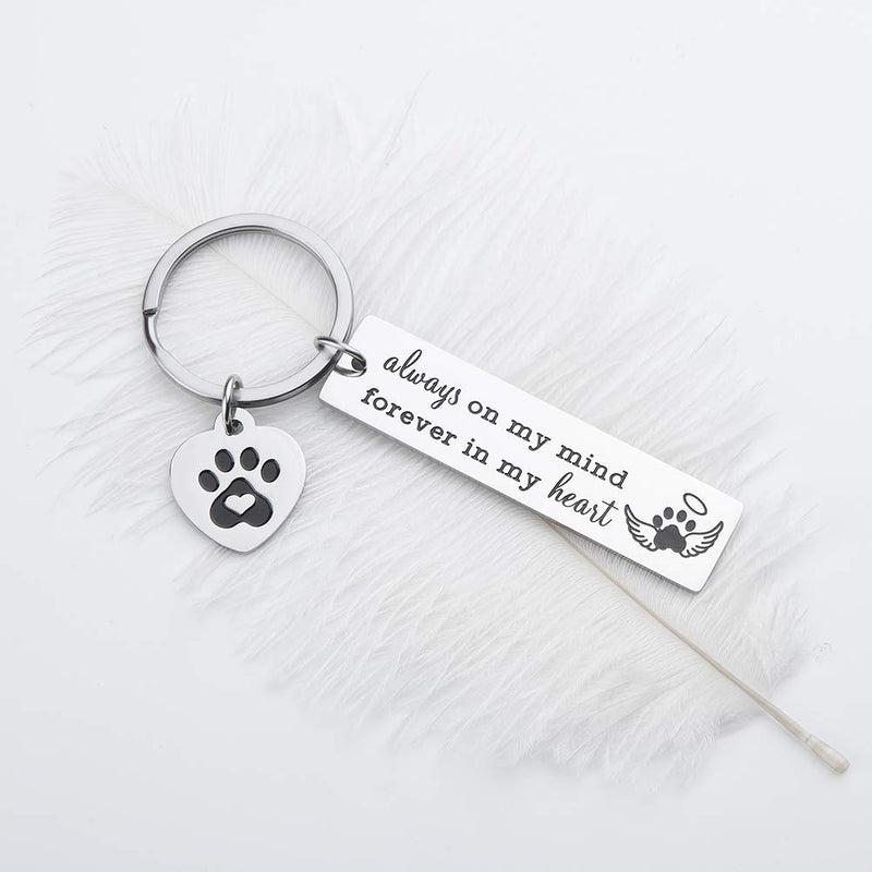 [Australia] - Pet Dog Memorial Keychain for Pet Dog Cat Lover Sympathy Gift Loss of Dog Personalized Remembrance Key Chain with Dog Cat Paw Prints Gifts Forever in My Heart for Pet Owner Men Women 